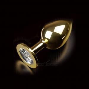 Złoty korek analny z ozdobnym kryształem Dolce Piccante rozmiar L