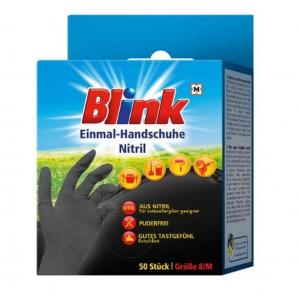 (DE) Blink, Jednorazowe rękawice M, czerń, 50 sztuk (PRODUKT Z NIEMIEC)