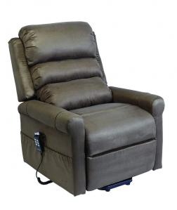 Fotel rozkładany geriatryczny pionizujący dla seniora STYLEA II : Kolor_fotele - Brązowy, Rodzaj tapicerki - Alcantara