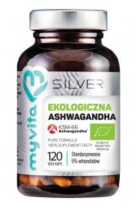 Ashwagandha ekologiczna KSM-66 żeń-szeń indyjski BIO 200 mg 120 kapsułek MyVita Silver