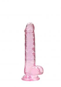 Dildo z Przyssawką i Jądrami Crystal Clear Realrock 18cm Różowy