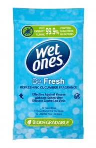 (DE) WetOnes, Be Fresh, Chusteczki antybakteryjne, 12 sztuk (PRODUKT Z NIEMIEC)