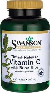 Witamina C o przedłużonym wchłanianiu z dziką różą 500mg Timed Release Vitamin C with Rose Hips 250 tabletek SWANSON