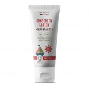 WoodenSpoon Sunscreen Lotion Delikatny krem z filtrem dla niemowląt i całej rodziny SPF50+, 100ml
