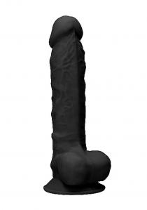 Silikonowe Dildo na Przyssawce z Jądrami Realrock 22,8cm Czarny