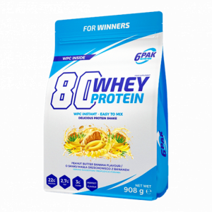 6PAK 80 Whey Protein 908g o smaku bananowym
