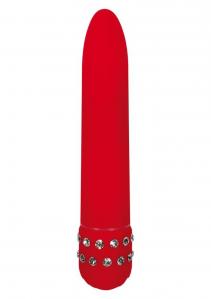 Piękny Wibrator z Diamentami 15,5cm Czerwony