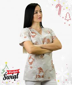 Bluza medyczna Naomi - wzór świąteczny Multikolor S