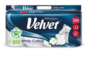 Velvet White Cotton Papier toaletowy, 8 rolek