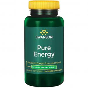 SWANSON Pure Energy CZYSTA ENERGIA/ Naturalna Kofeina / Różeniec Górski / L-Teanina / SKUPIENIE NASTRÓJ suplement diety- 60 kaps