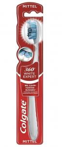 (DE) Colgate White Expert 360°, Szczoteczka do zębów, średnia, 1 sztuka (PRODUKT Z NIEMIEC)