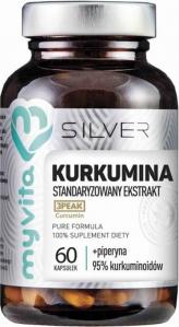 Kurkumina standaryzowany ekstrakt + piperyna 60 kapsułek MyVita Silver Pure