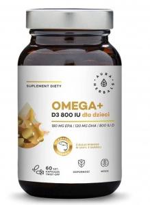 Aura Herbals Omega+ Witamina D3 800 IU dla dzieci - 60 kapsułek