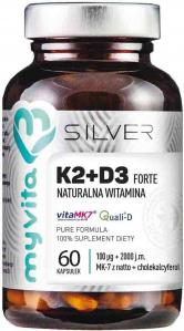 Witamina K2 K-2 + D3 D-3 2000IU 60 kapsułek MyVita Silver Pure