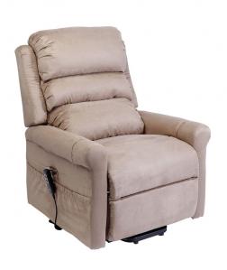 Fotel rozkładany geriatryczny pionizujący dla seniora STYLEA II : Kolor_fotele - Beige, Rodzaj tapicerki - Alcantara