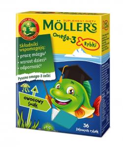 Mollers Omega-3 Rybki żelki o smaku owocowym 36 sztuk