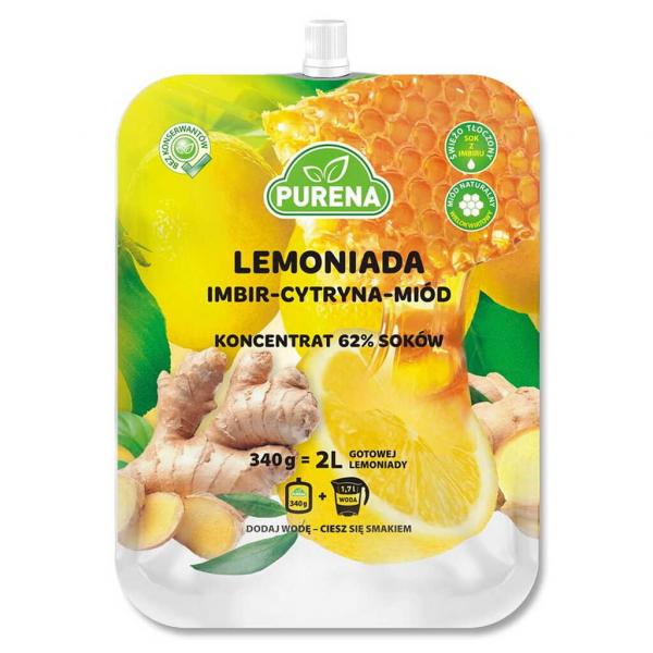 Lemoniada imbir - cytryna - miód, koncentrat Purena, 340g