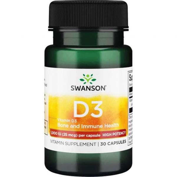 SWANSON Witamina D3 1000IU 30 kapsułek D-3 - suplement diety