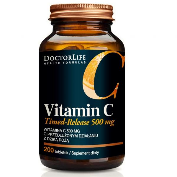 Doctor Life Timed-Release Vitamin C Witamina C 500mg z dziką różą, 200 tabletek
