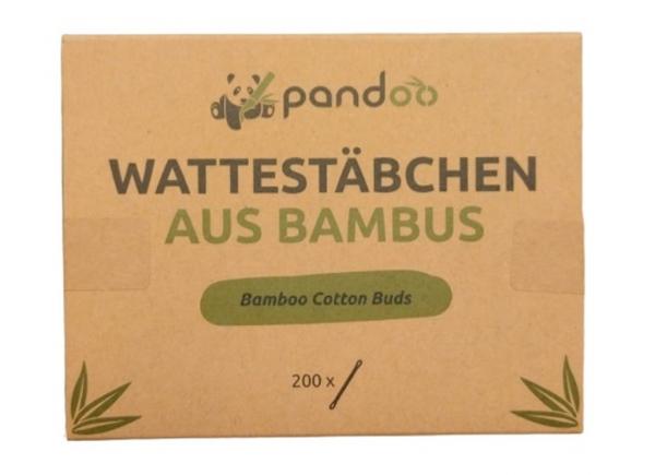 (DE) Pandoo, Patyczki higieniczne, bambusowe, 200 sztuk (PRODUKT Z NIEMIEC)