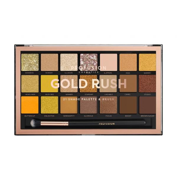 Gold Rush Eyeshadow Palette paleta 21 cieni do powiek z pędzelkiem
