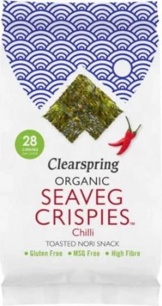 Chipsy z alg morskich o smaku chili Seaveg bezglutenowe BIO 4 g Clearspring