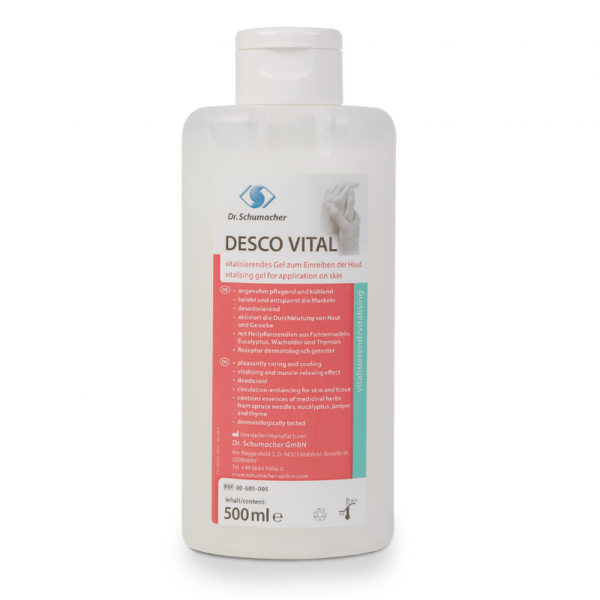 Desco Vital, Dr. Schumacher - odżywczy żel do masażu leczniczego, sportowego, do inhalacji, na odleżyny odleżyn 500 ml
