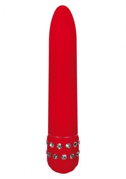 Piękny Wibrator z Diamentami 15,5cm Czerwony