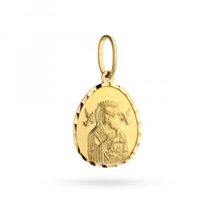 Złoty medalik Matka Boska Częstochowska z promieniami 585