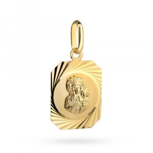 Złoty medalik diamentowany Matka Boska z Dzieciątkiem