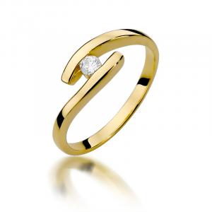 Złoty pierścionek zaręczynowy brylant Obietnice