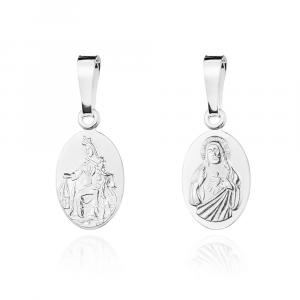 Srebrny medalik Matka Boska Szkaplerzna otwarte serce Pana Jezusa 925