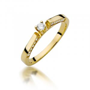 Złoty pierścionek zaręczynowy brylanty Galaktyki