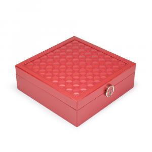 Duże pudełko szkatułka na biżuterię z lusterkiem - czerwona bordowa