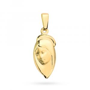 Złoty medalik twarz z wizerunkiem Matki Boskiej