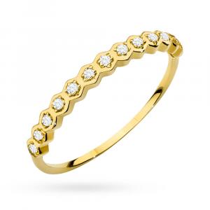 Złoty delikatny pierścionek cyrkonie Soledo