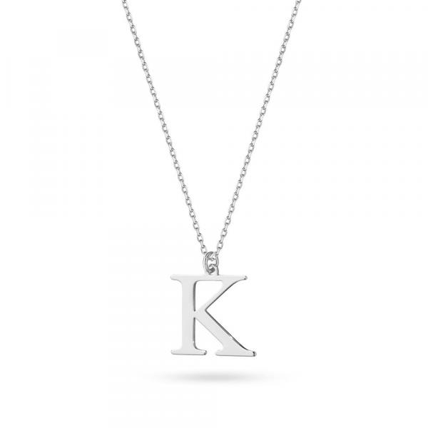 Srebrny naszyjnik łańcuszek z zawieszką literka K Imiona