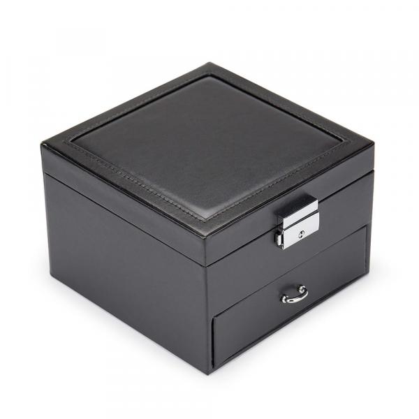 Małe pudełko szkatułka na biżuterię z lusterkiem - czarne