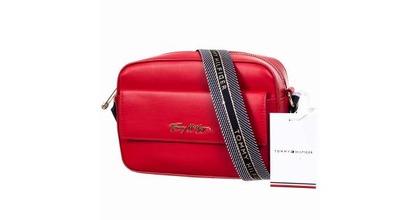 TOMMY HILFIGER TOREBKA DAMSKA ICONIC TOMMY CAMERA BAG SIGN RED AW0AW10958 XLG