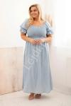 Jeansowa długa sukienka Plus Size z krótkim rękawkiem 20451