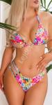 Dwuczęściowy kwiatowy kostium kąpielowy , bikini w kwiaty z cyrkoniową taśmą różowy