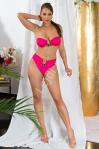 Dwuczęściowy kostium kąpielowy , bikini Beachfront Bliss z ozdobną klamrą ciemno rózowy