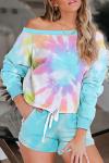 Turkusowy zestaw bluza i spodenki sportowe tie dye 014