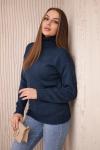 Sweter z wywijanym golfem jeansowy