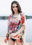 Szyfonowa kwiatowa narzutka, kimono, bluzka