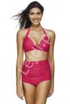 Czerwone bikini w kropki w stylu retro z majtkami z wysokim stanem r.36 - r.44