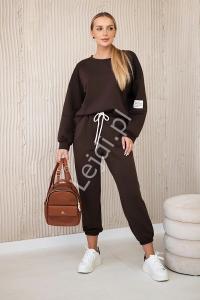 Komplet z wiskozy bluza + spodnie , dres masełko 7065P róż, brąz, błekit, beż Life Is Not Perfect