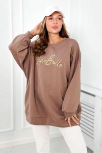 Bluza ocieplana z napisem Ciao Bella mocca