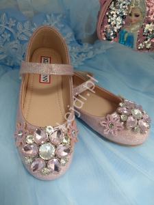 Brokatowe buty z kryształkami jasny róż LK-3