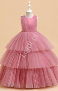 Brudno różowa sukienka dla dziewczynki na komunię, dla małej druhny 288